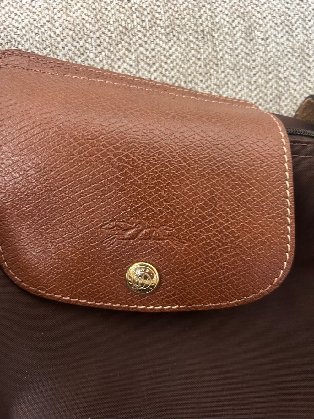 Longchamp Brown Tote with Tan Leather Trim - Everyday Carry-All - Picture 2 of 5
